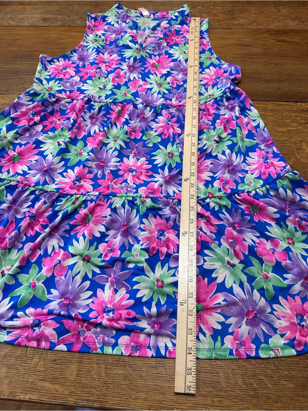 Dear Scarlett sz xl dress Blue with Pink & Green Flowers - Picture 7 of 8